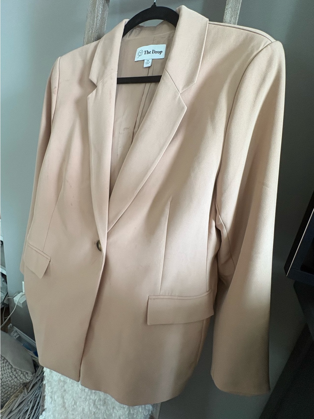 The Drop Women's Light Beige Single-Button Blazer